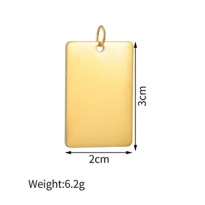 Polierter goldener rechteckiger Edelstahl-Anhänger mit 3 cm Länge und 6,2 g Gewicht