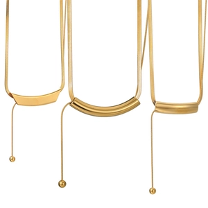 Collana A Catena Di Serpente In Acciaio Inossidabile Placcato Oro Pendente A Tubo Curvo Geometrico Gioielli Per Clavicola Donna