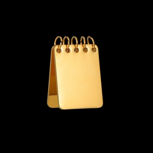 Polished gold stainless steel calendar pendant with five rings and minimalist vertical design