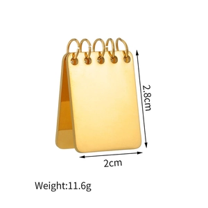 Gold stainless steel calendar notebook pendant, size 2.8x2cm, weight 11.6g for DIY jewelry