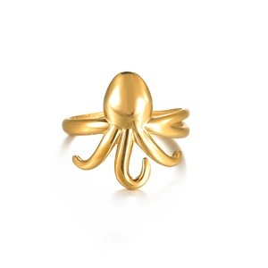 Einzigartiger goldener Oktopus-Ring aus Titanstahl mit polierter Oberfläche