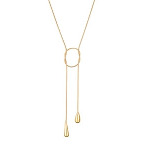 Collana lariat a Y placcata in oro 18K minimalista con ciondoli a goccia regolabili
