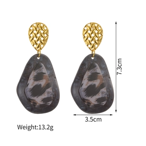 Boucles d'oreilles rétro en acétate imprimé léopard avec détails dorés