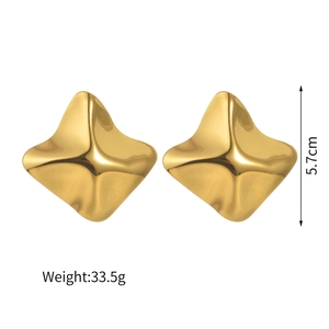 Irregular geometric 18k gold plated stainless steel star earrings, 5.7cm large size