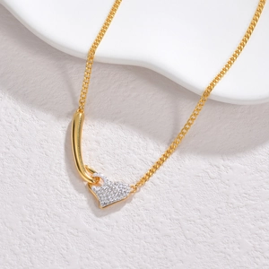 Elegant gold-plated necklace with a micro-paved heart pendant and minimalist chain
