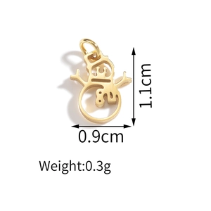Detail view of snowman stainless steel pendant charm showing dimensions 1.1cm by 0.9cm