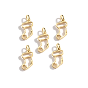 Five gold stainless steel Christmas stocking pendants for DIY jewelry making sets