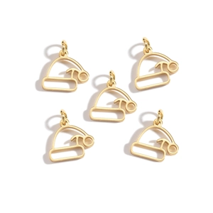 Five-piece set of gold hollow Christmas hat pendants made of stainless steel for DIY jewelry