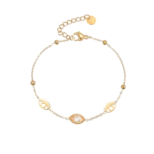 Elegant gold evil eye bracelet for women with marquise zircon and delicate chain link