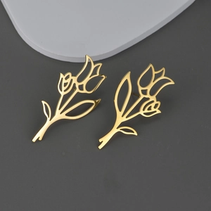 Orecchini A Goccia Tulipano Svuotati Minimalisti Acciaio Inossidabile Fiore Gioielli Geometrici Per Donne Moda Elegante