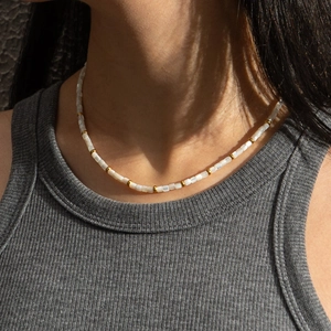 Collier De Künstliche Perles Bohème Avec Nacre Blanche Et Künstliche Perles En Acier Inoxydable Bijoux Minimalistes Pour Femmes