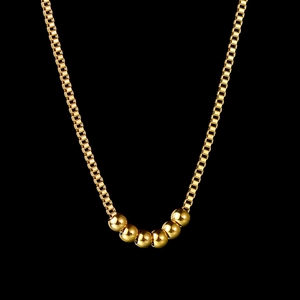 Collier En Acier Inoxydable Pendentif Perles Rondes Polies Chaîne Box Bijoux Minimalistes Pour Femmes