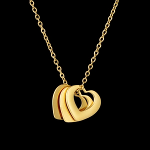 Collier Pendentif Cœur Creux Superposé Acier Inoxydable Plaqué Or Bijoux Tendances Minimalistes Pour Femmes