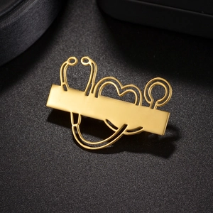 Stainless Steel Stethoscope Heart Brooch For Doctors Nurses Graduation Medical Professional Gift Fashion Jewelry Pin