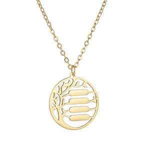 Collana Albero della Vita dorata personalizzabile con quattro piastrine e catena sottile