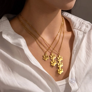 Collier Pendentif Patte De Chat Acier Inoxydable Plaqué Or Bijoux Minimalistes Pour Femmes Amoureux Des Animaux Design Empreinte