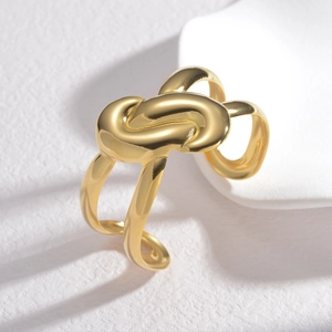 Bracelet jonc à nœud doré minimaliste avec un design poli élégant à double brin