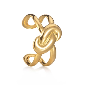 Bracelet jonc à nœud torsadé élégant en acier inoxydable plaqué or 18 carats poli
