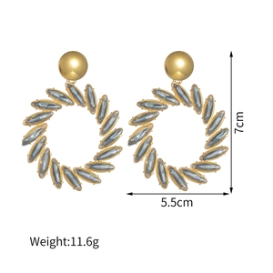 European exaggerated sparkling rhinestone hoop earrings with grey crystals and gold plating