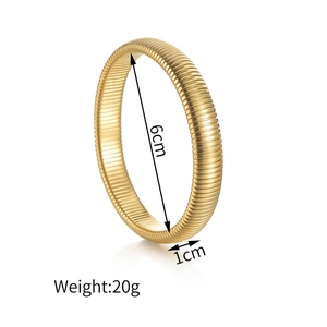 Two-tone 18K gold plated stainless steel textured bangle with 6cm inner diameter