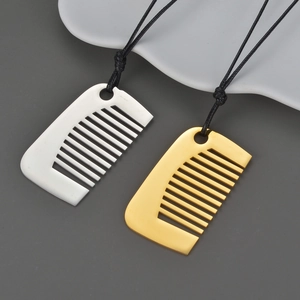 Comb Pendant Necklace Stainless Steel Minimalist Black Cord Jewelry Fashion Commuting Accessory For Women