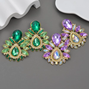 Orecchini Pendenti Lusso Vintage Acciaio Inossidabile Goccia D'acqua Zirconia Gioielli Geometrici Donna Banchetto