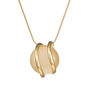 Collier minimaliste plaqué or 18 carats avec pendentif sphère opale sur chaîne serpent