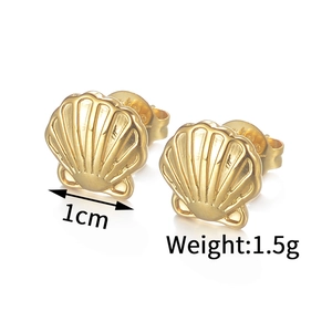 Vue détaillée des boucles d'oreilles coquillage en plaqué or 18K avec texture striée