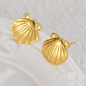 Élégantes boucles d'oreilles en acier inoxydable plaqué or 18 carats en forme d'éventail