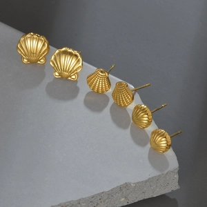 Élégantes Boucles D'oreilles En Forme D'éventail En Acier Inoxydable Plaquées Or 18K Style INS Bijoux Tendance Pour Femmes