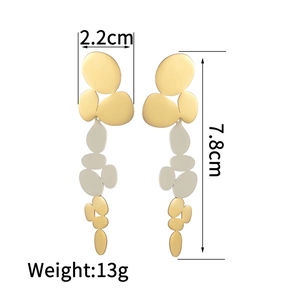 Detail view of long tassel earrings with dimensions showing 7.8cm height and 2.2cm width