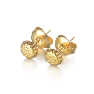 18K gold-plated stainless steel sunflower stud earrings with s925 silver posts