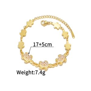 Détails du bracelet tortue en or 18K avec perles, longueur 17+5cm et poids 7,4g