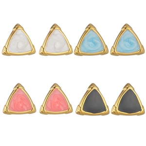 Set of four geometric triangle stud earrings in 18K gold-plated stainless steel
