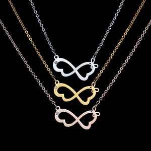 Infinity butterfly necklaces in silver, gold, and rose gold with zircon accents