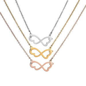 Infinity butterfly pendant necklaces in silver, gold and rose gold finishes