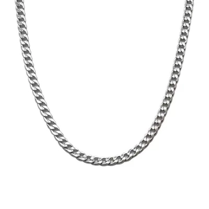 Polished silver stainless steel NK curb link chain necklace for men hip hop style