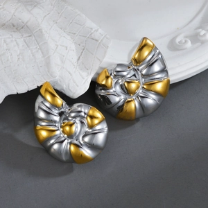 Nautilus Shell Stud Earrings Stainless Steel Gold And Silver Tone Trendy Hip Hop Sea Shell Jewelry For Women Men