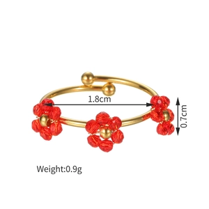 Tableau des tailles de la bague fleur dorée avec diamètre de 1,8cm et poids de 0,9g