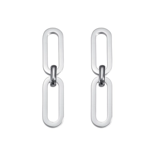 Boucles d'oreilles pendantes trombones en acier inoxydable argenté poli et épuré