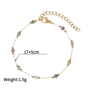 Detailed view of gold bead chain bracelet featuring 17+5cm length and lobster clasp