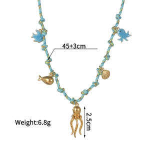 Guide des tailles du collier océan affichant 45+3cm de chaîne et 6,8g de poids réel