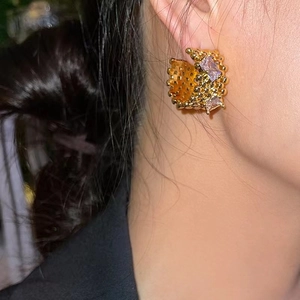 C Shaped Geometric Hoop Earrings Copper Gold Plated Cubic Zirconia 925 Sterling Silver Earring Post Luxury Women Jewelry