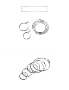 Multiple sizes of polished sterling silver hoop earrings with high mirror finish