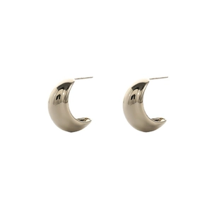 Polished chunky gold-finished geometric C-shape stud earrings in minimalist style
