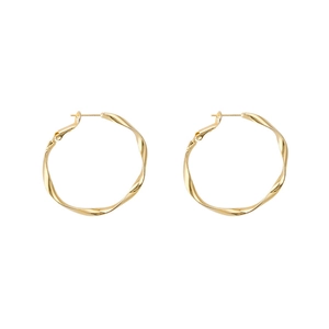 Classic gold twisted rope hoop earrings with minimalist geometric metal design