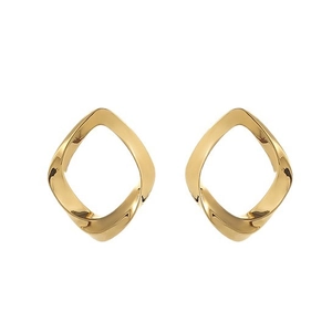 Polished gold geometric twisted diamond earrings with a modern minimalist metal design