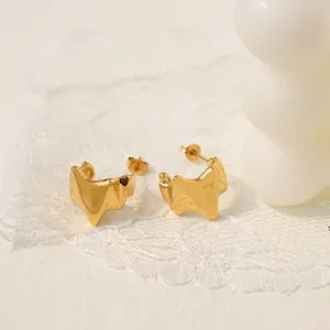 S925 sterling silver gold irregular geometric molten metal stud earrings for women