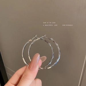 Large Geometric Round Hoop Earrings Polished Copper Fashion Statement Jewelry With 925 Sterling Silver Earring Post For Women
