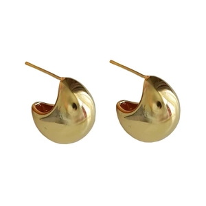 Elegant gold chunky water drop hoop earrings with a high-polished mirror finish for women